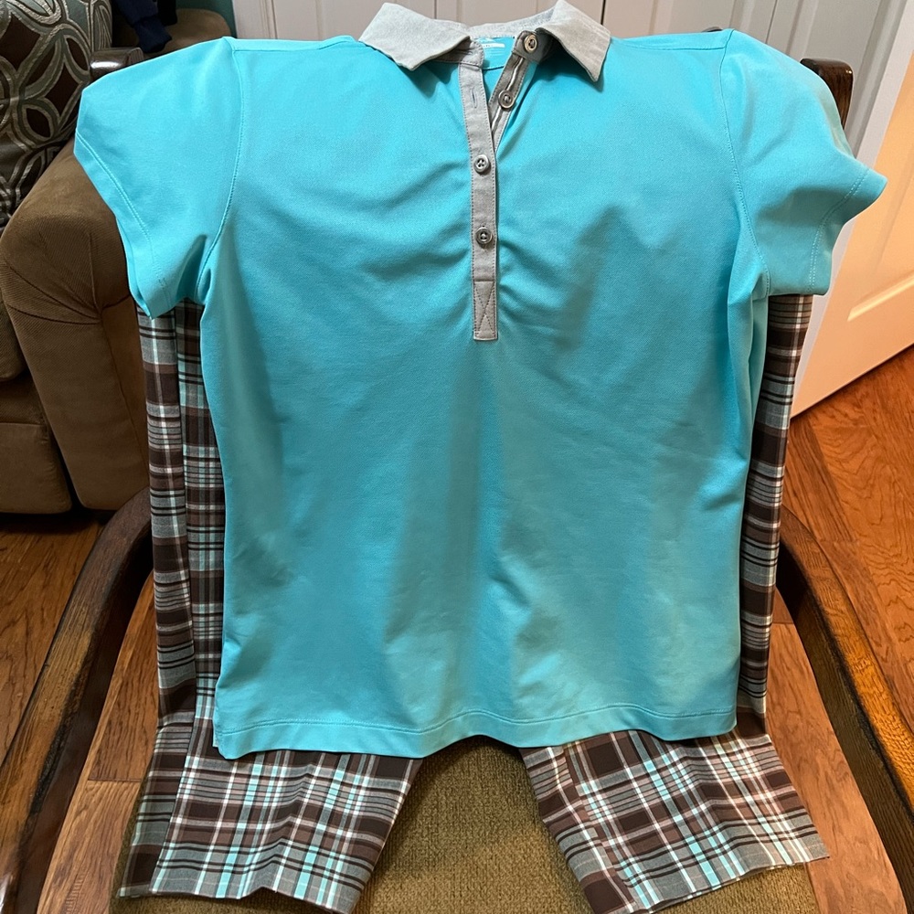 Cute golf outfit Cutter & Buck polo size S and  Izod capri pants size 6